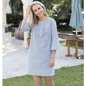 Draper James Seersucker Ruffle Shift Dress